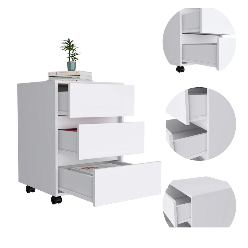 Artemisa 26-inch Tall 3 Drawer Filing Cabinet with 4 Caster Wheels and Superior Top
