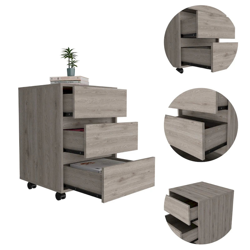 Artemisa 26-inch Tall 3 Drawer Filing Cabinet with 4 Caster Wheels and Superior Top