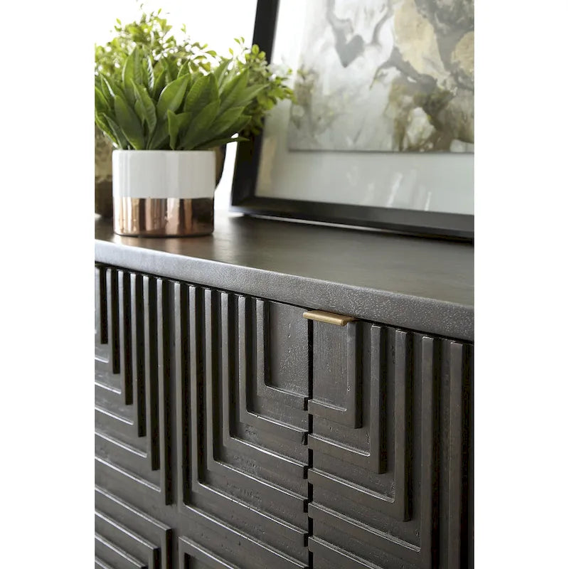 Elinmore Brown/Gold Accent Cabinet - 58W x 16D x 37H