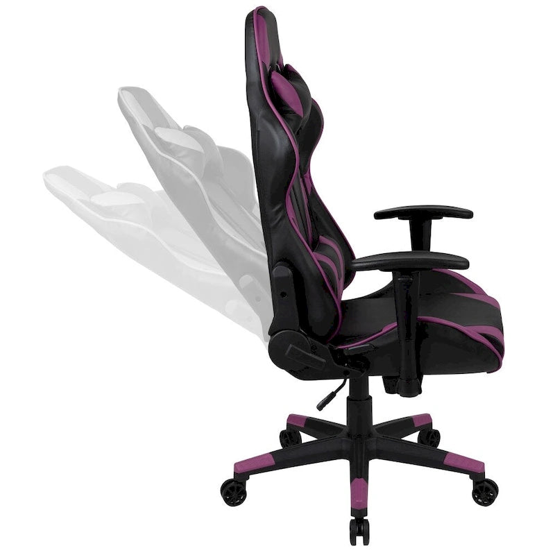 Racing Gaming Ergonomic Chair with Fully Reclining Back in Red LeatherSoft