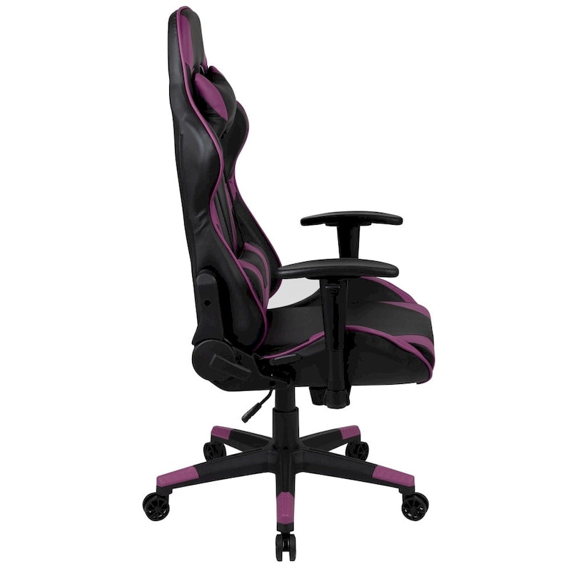 Racing Gaming Ergonomic Chair with Fully Reclining Back in Red LeatherSoft