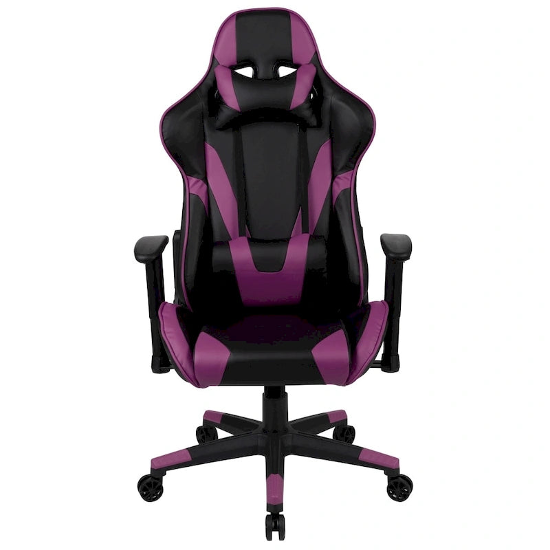 Racing Gaming Ergonomic Chair with Fully Reclining Back in Red LeatherSoft