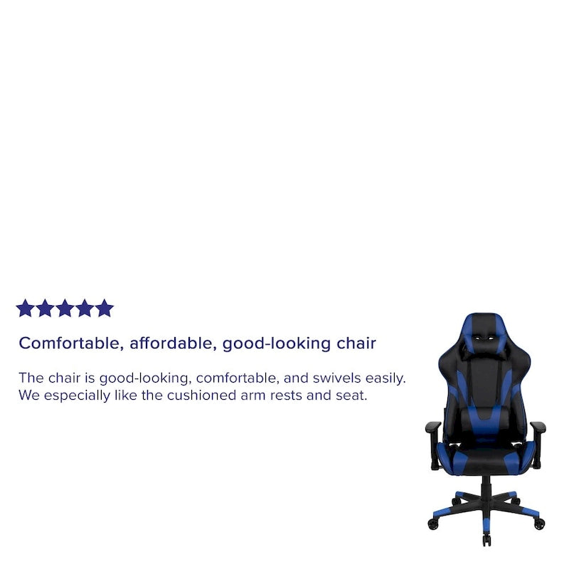 Racing Gaming Ergonomic Chair with Fully Reclining Back in Red LeatherSoft