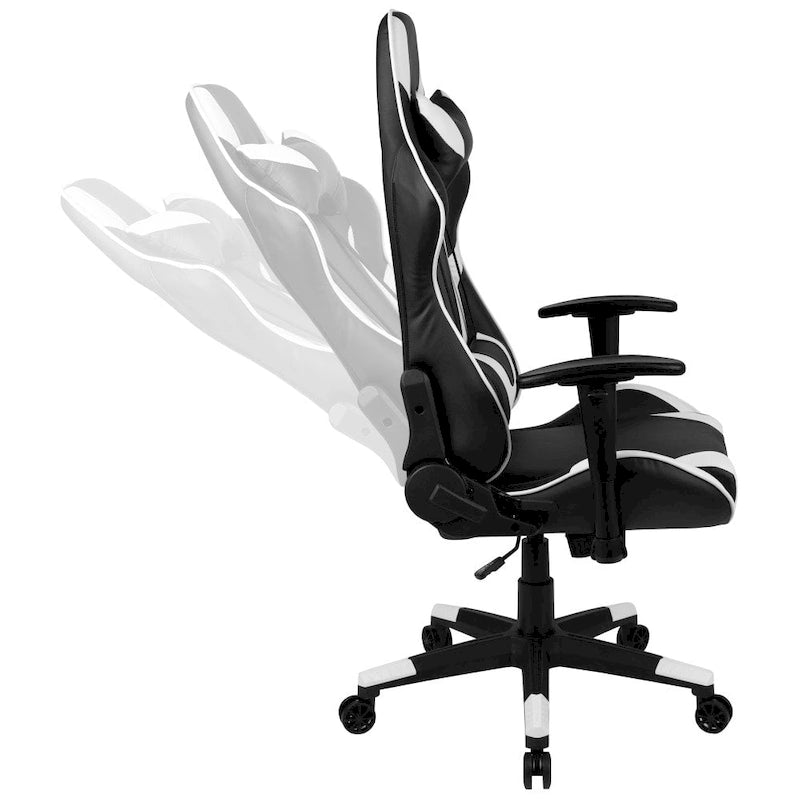 Racing Gaming Ergonomic Chair with Fully Reclining Back in Red LeatherSoft