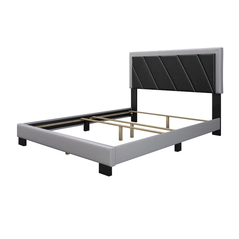 Boyd Sleep Savona Diagonal Upholstered Black and Gray Bed Frame