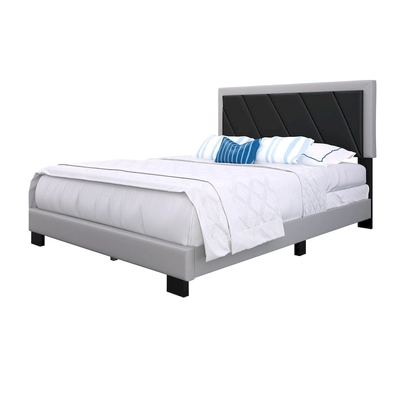 Boyd Sleep Savona Diagonal Upholstered Black and Gray Bed Frame