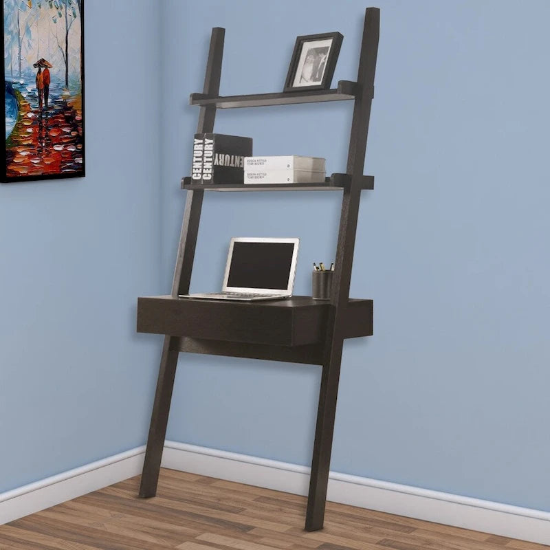 Freakish Ladder Desk With One Drawer, Cappuccino