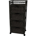 Natural Fiber Wheeled 4-drawer Chest of Drawers - 17.25W x 12.50D x 38.25H