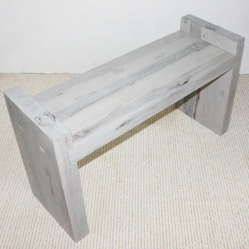 Haussmann? Teak Block Bench 36 x 12.5 x 20.5 inch High KD Grey Oil - 36 x 12.5 x 20.5