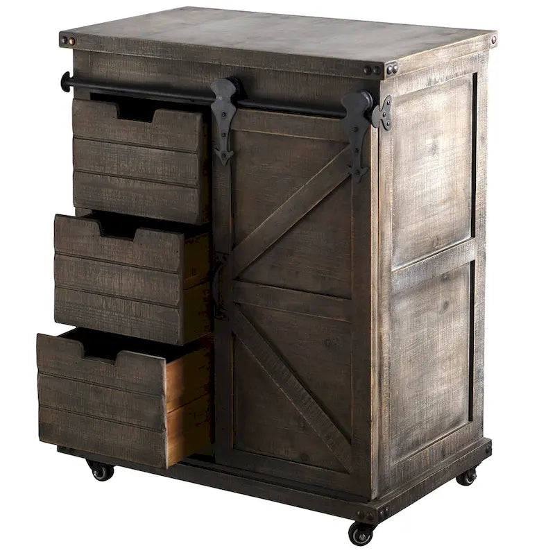 StyleCraft Presley Driftwood Grey 3-Drawer with Door Side Cabinet