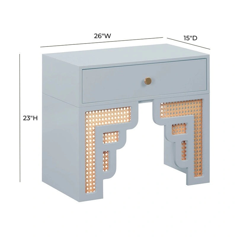 Suzie Wood & Rattan Nightstand