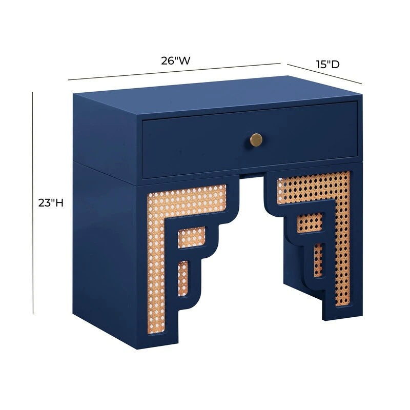 Suzie Wood & Rattan Nightstand