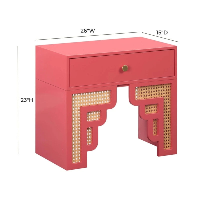 Suzie Wood & Rattan Nightstand