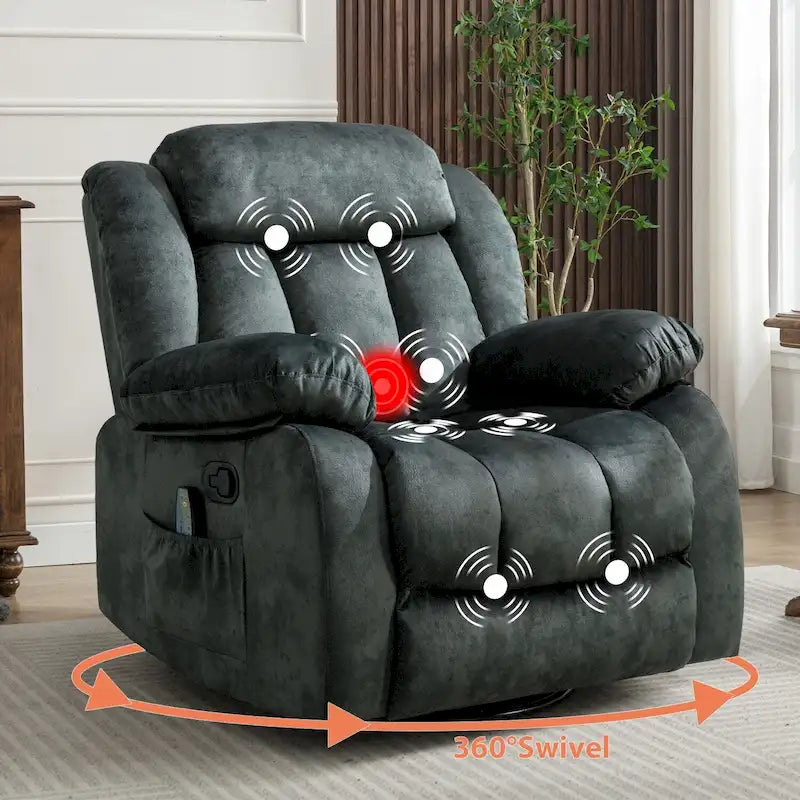 Fauteuil inclinable massant rotatif à 360° avec fonction chaleur et vibration