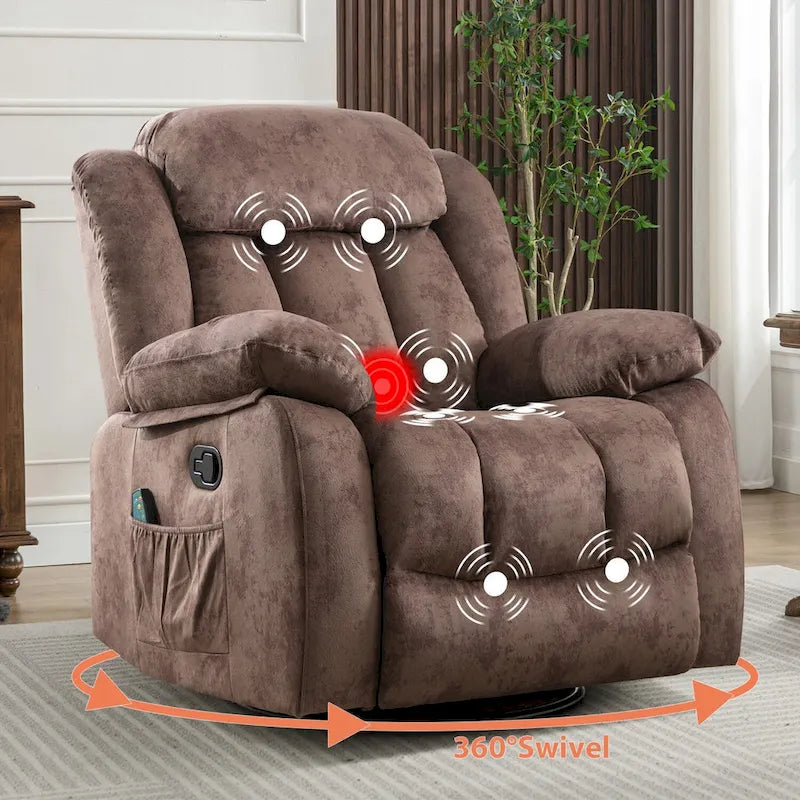 Fauteuil inclinable massant rotatif à 360° avec fonction chaleur et vibration