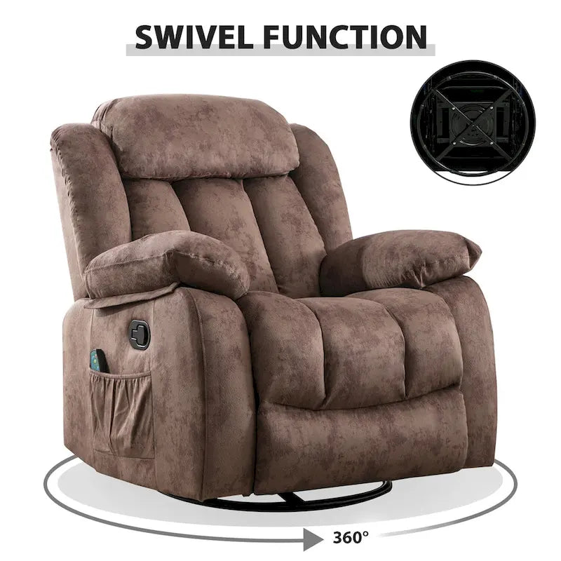 Fauteuil inclinable massant rotatif à 360° avec fonction chaleur et vibration