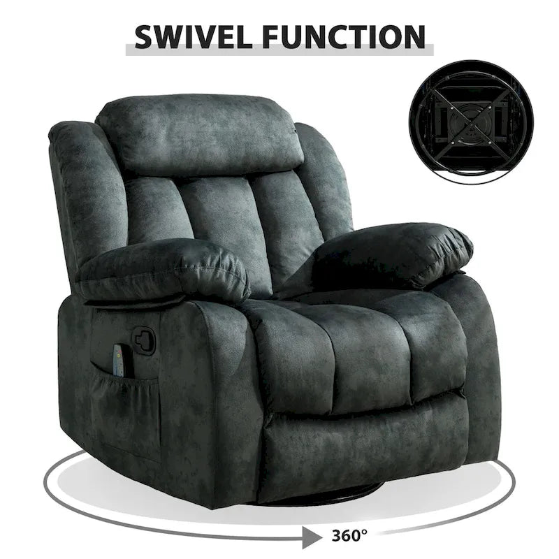 Fauteuil inclinable massant rotatif à 360° avec fonction chaleur et vibration