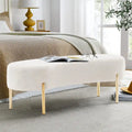 Banc ottoman, banc de lit rembourré, banc d'entrée avec pieds en métal doré