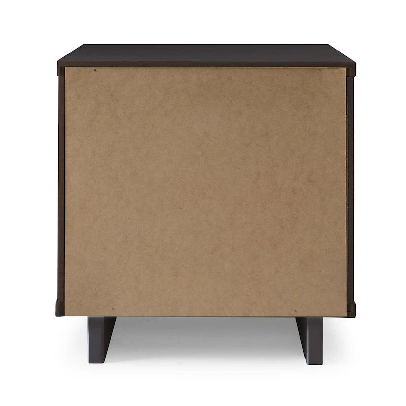 Table de chevet à 2 tiroirs en bois massif, style milieu du siècle