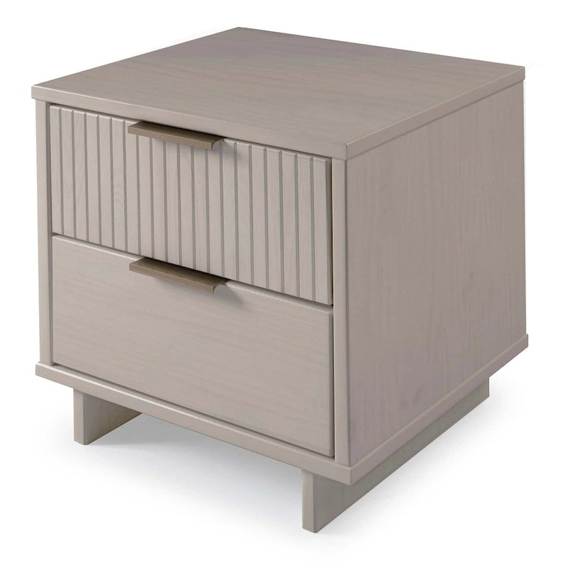 Table de chevet à 2 tiroirs en bois massif, style milieu du siècle