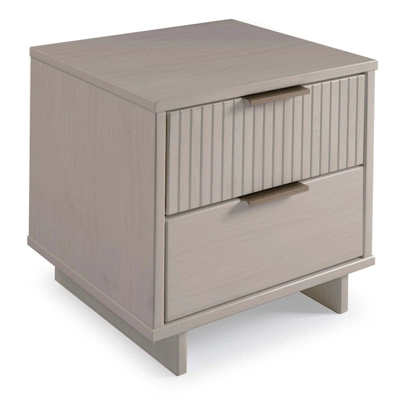 Table de chevet à 2 tiroirs en bois massif, style milieu du siècle