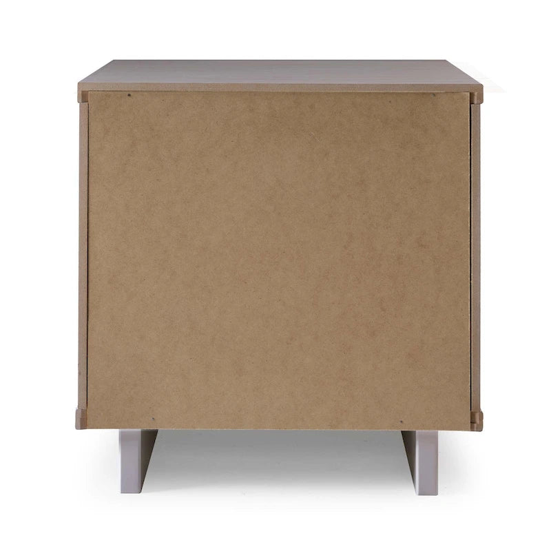 Table de chevet à 2 tiroirs en bois massif, style milieu du siècle