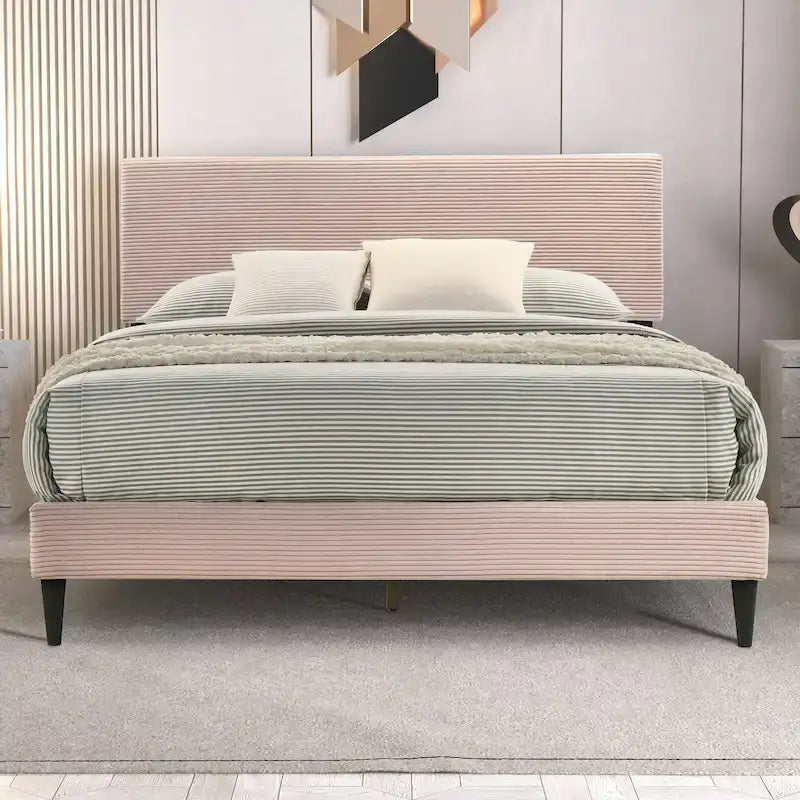Bayson Wood Frame Queen Platform Bed With Headboard