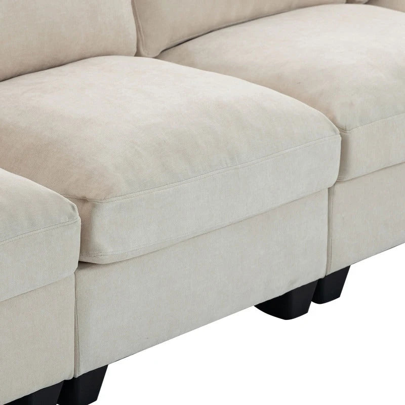 Modular Sofa with Removable Storage Ottoman, 2 Hidden Cup Holders