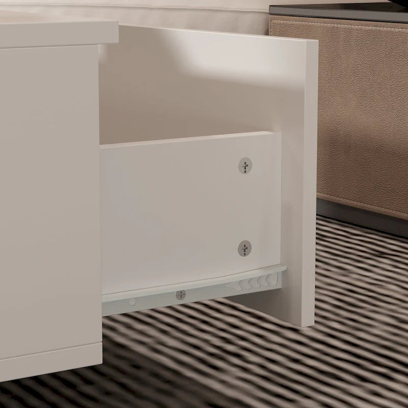 Table basse contemporaine blanche avec rebord coloré à DEL
