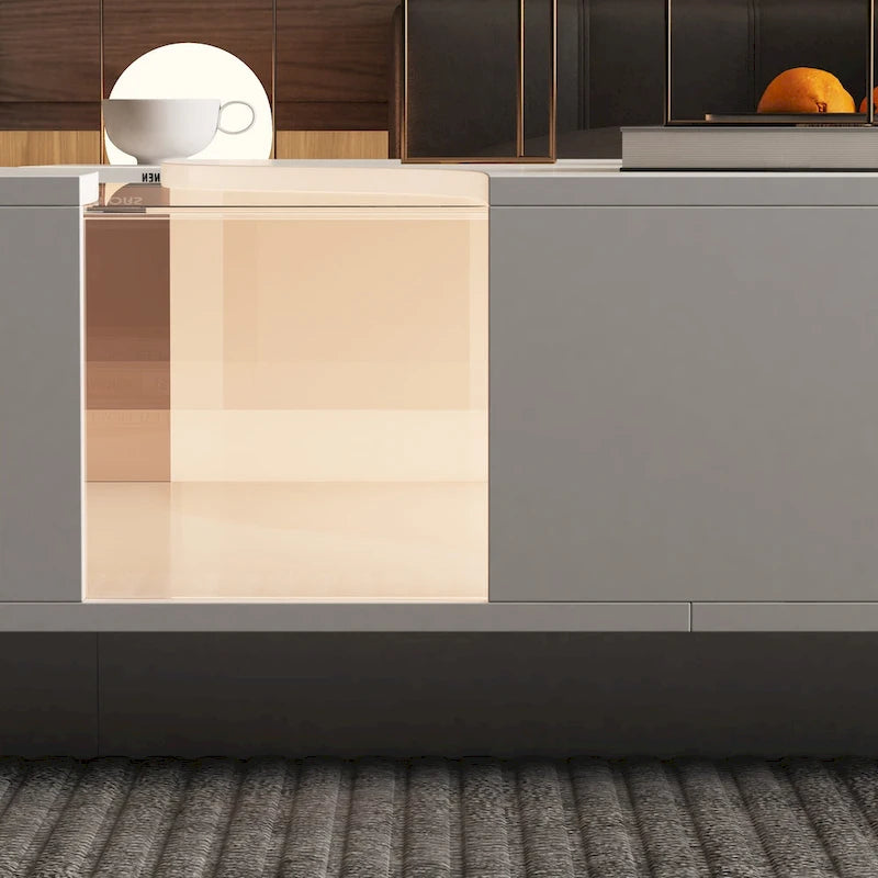 Table basse contemporaine blanche avec rebord coloré à DEL