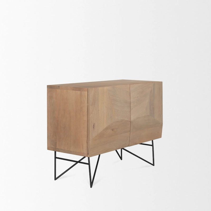 Darwin Light Brown Wooden 2 Door w/ 2 Shelves Accent Cabinet - 44.0L x 17.5W x 30.0H