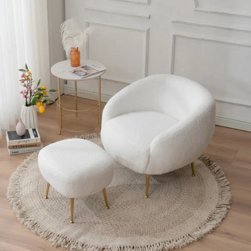 Modern Barrel Accent Chair with Ottoman Comfortable and Stylish Seating for Small Spaces - 31.4 (L) x 29.5 (W) x 25.6 (H)
