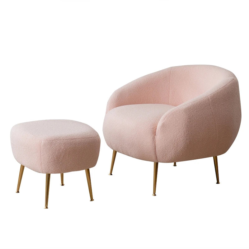 Modern Barrel Accent Chair with Ottoman Comfortable and Stylish Seating for Small Spaces - 31.4 (L) x 29.5 (W) x 25.6 (H)