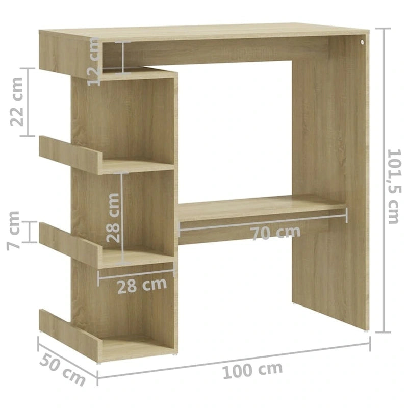 vidaXL Bar Table with Storage Rack 39.4x19.7x40 Engineered Wood - 39.4 x 19.7 x 40