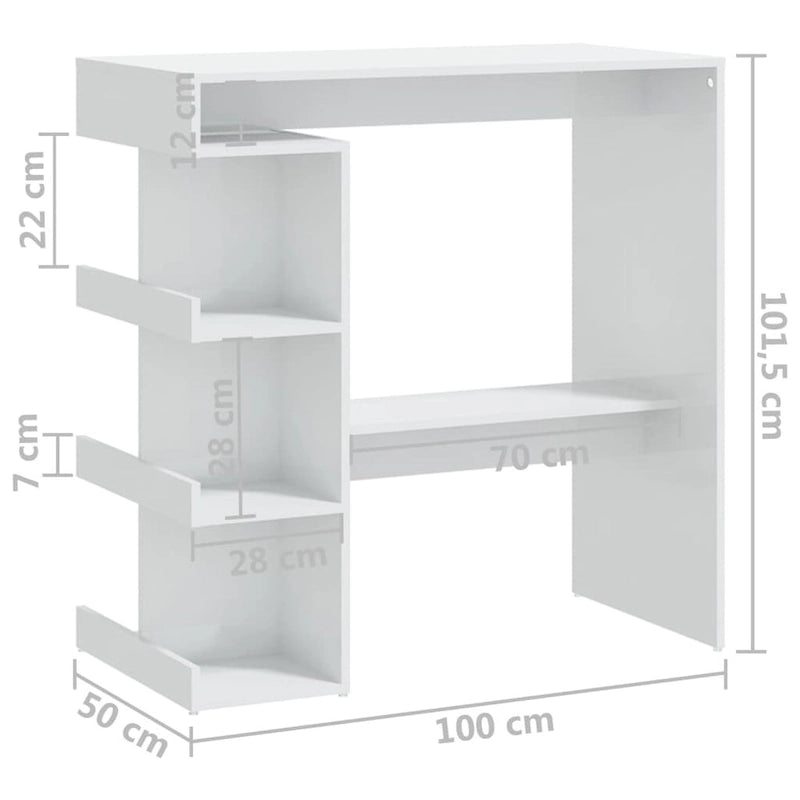 vidaXL Bar Table with Storage Rack 39.4x19.7x40 Engineered Wood - 39.4 x 19.7 x 40