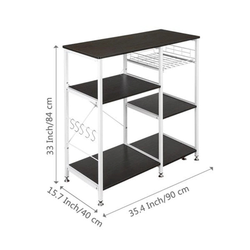Kitchen Bakers Rack Utility Storage Shelf Microwave Stand 3-Tier Table For Spice Rack Organizer Workstation, Dark Brown