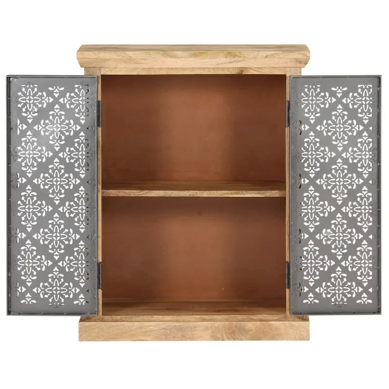 vidaXL Sideboard with Steel Doors 23.6x13.8x29.5 Solid Mango Wood