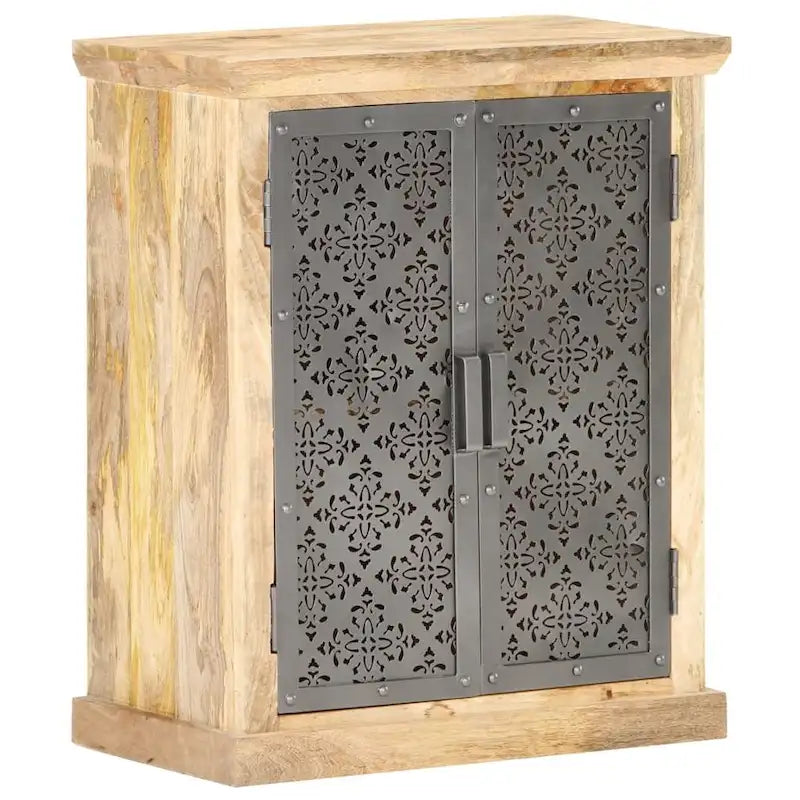 vidaXL Sideboard with Steel Doors 23.6x13.8x29.5 Solid Mango Wood