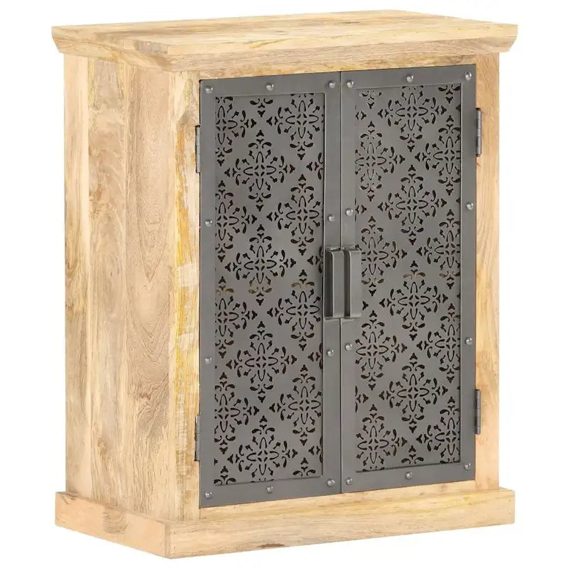 vidaXL Sideboard with Steel Doors 23.6x13.8x29.5 Solid Mango Wood