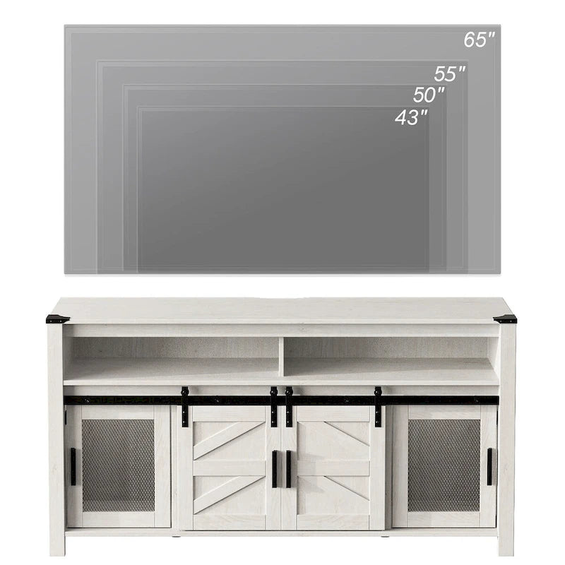 LED Farmhouse Entertainment Center with Mesh and Barn Doors, 31 H