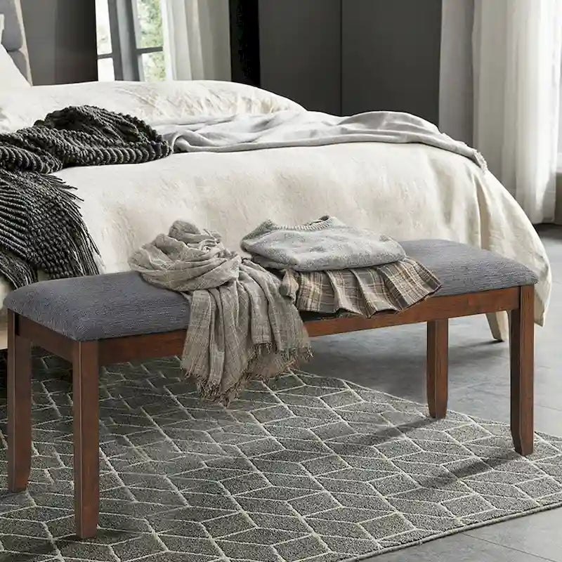 Upholstered Entryway Bench Footstool with Wood Legs - 47.5 x 15.5 x 19.5 (L x W x H)
