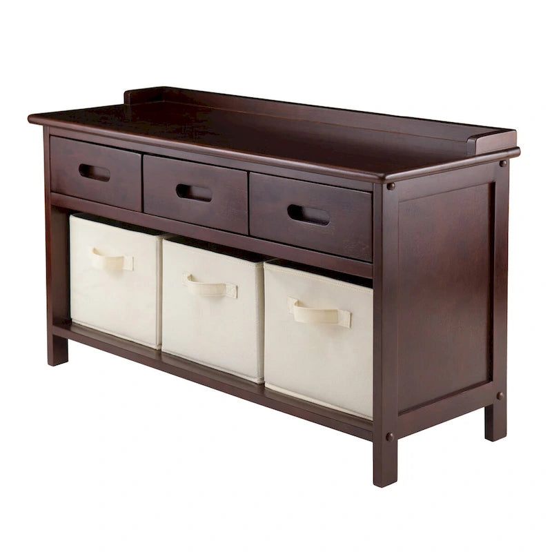 Adriana 4-Pc Storage Bench with 3 Foldable Fabric Baskets