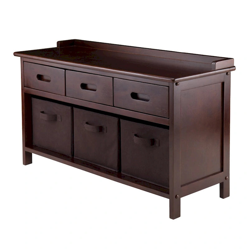 Adriana 4-Pc Storage Bench with 3 Foldable Fabric Baskets