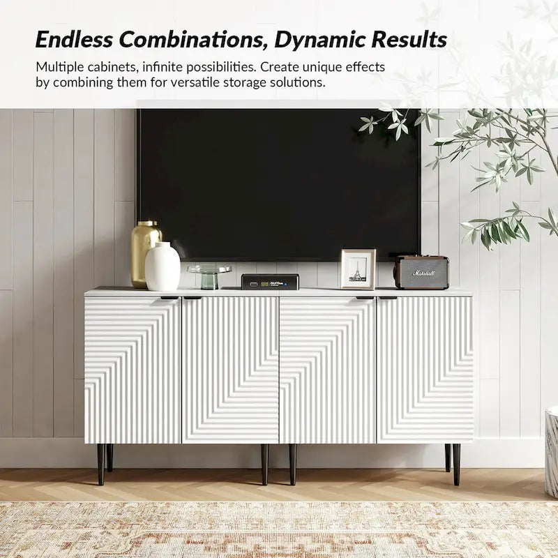 Joseph Modern Mid-century Tapered Feet Storage Cabinet with Adjustable Shelves by HULALA HOME