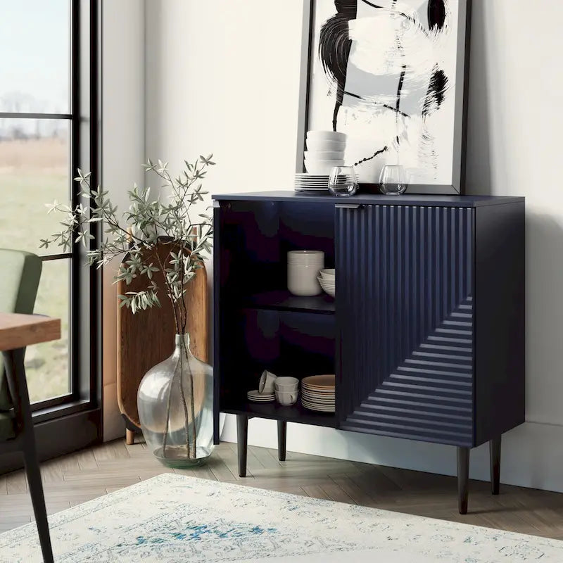 Joseph Modern Mid-century Tapered Feet Storage Cabinet with Adjustable Shelves by HULALA HOME