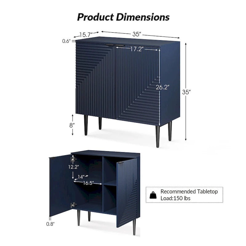 Joseph Modern Mid-century Tapered Feet Storage Cabinet with Adjustable Shelves by HULALA HOME