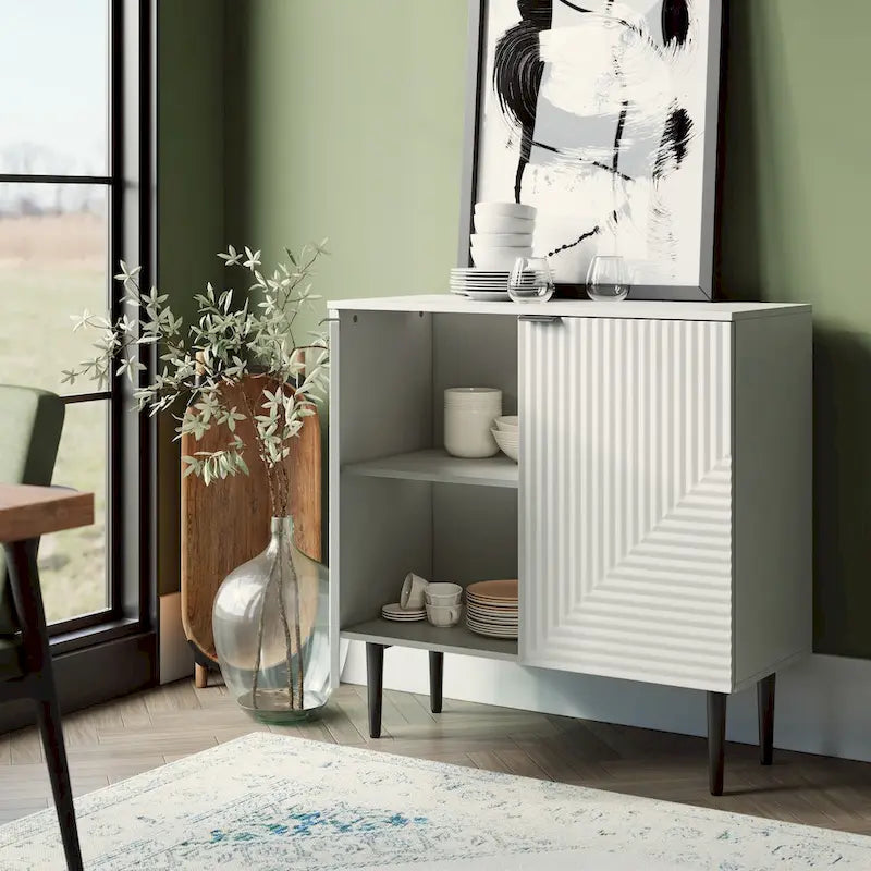 Joseph Modern Mid-century Tapered Feet Storage Cabinet with Adjustable Shelves by HULALA HOME