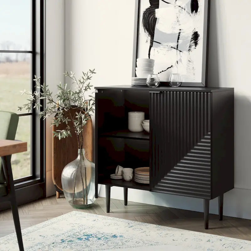 Joseph Modern Mid-century Tapered Feet Storage Cabinet with Adjustable Shelves by HULALA HOME