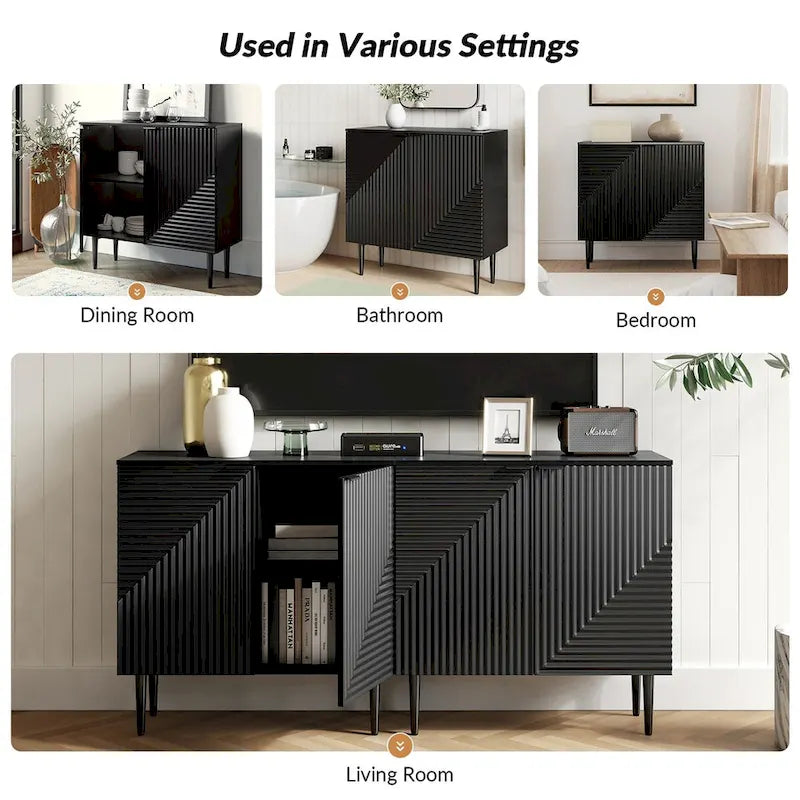 Joseph Modern Mid-century Tapered Feet Storage Cabinet with Adjustable Shelves by HULALA HOME