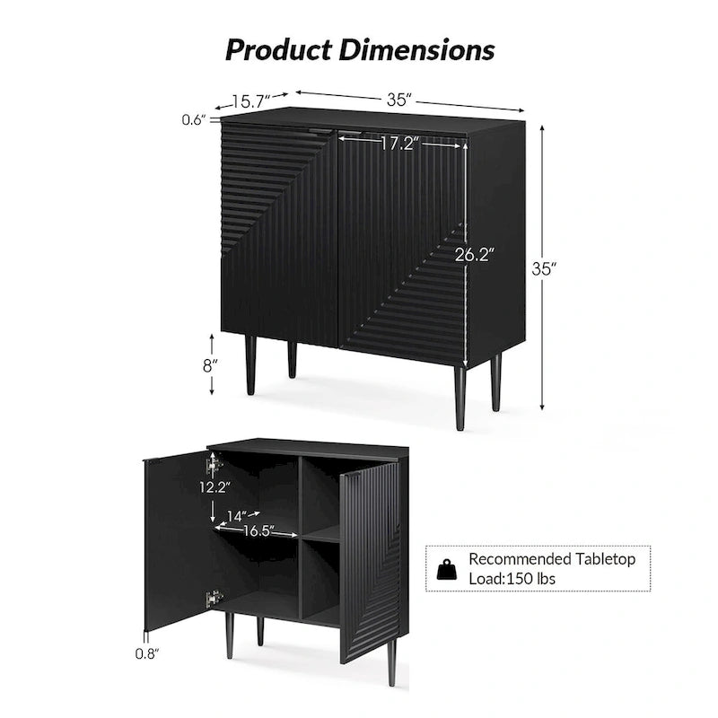 Joseph Modern Mid-century Tapered Feet Storage Cabinet with Adjustable Shelves by HULALA HOME
